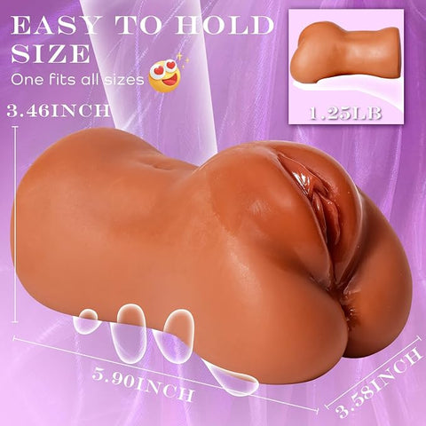 Brown Realistic Pocket Pussy Sex Toys for Men,Portable Male Masturbator Toy