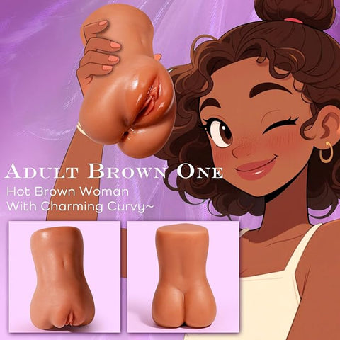 Brown Realistic Pocket Pussy Sex Toys for Men,Portable Male Masturbator Toy