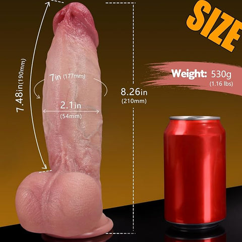 7 Inch Girth Huge Thick Dildo,Dual Density Silicone with Strong Suction Cup Big Realistic Dildos,G-spot ,Anal Sex Toys for Men and Women