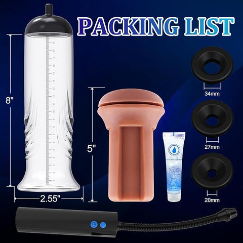 Automatic Penis Enlargement Pump for Men Erection with 3 Intensities, Male Adult Sex Toys Vacuum Sensuality Pump Penis Enlargers & Enhancer Device with a Vagina Pussy Stroker for Men Masturbation